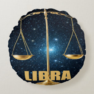 Cojín Redondo Signo de Libra del zodiaco
