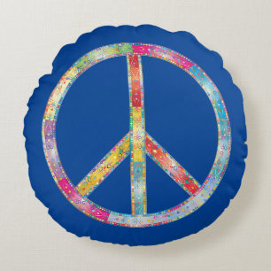 Cojín Redondo Signo de paz colorida
