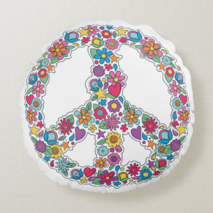 Cojín Redondo Signo de paz de flor