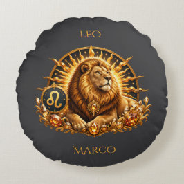 Cojín Redondo Signo Zodiacal Leo Personalizado