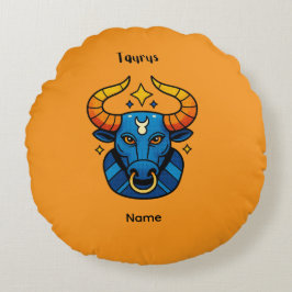 Cojín Redondo Signo Zodiacal Tauro - Bala Celestial Dorada Minim