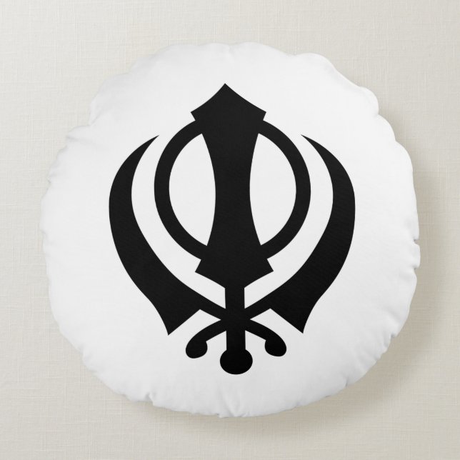 Cojín Redondo Sikh Khanda (Anverso)