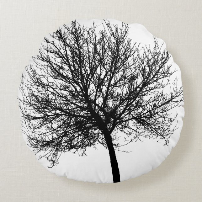 Cojín Redondo Silhouette de árbol (Anverso)