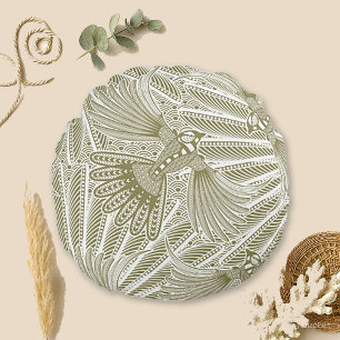 Cojín Redondo Silhouette de pájaro dibujado a mano