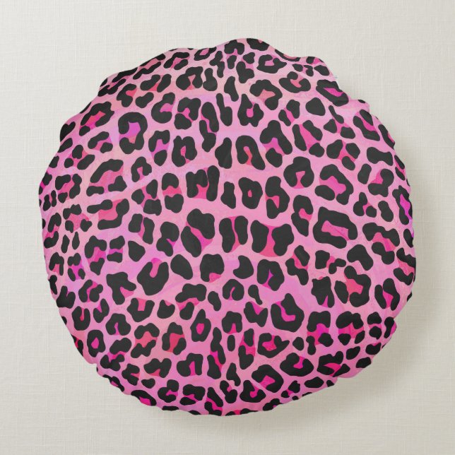 Cojín Redondo Silhouette Pink and Black Leopardo (Reverso)