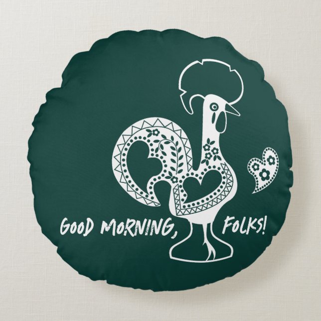 Cojín Redondo Silueta moderna de gallo portugués (Anverso)