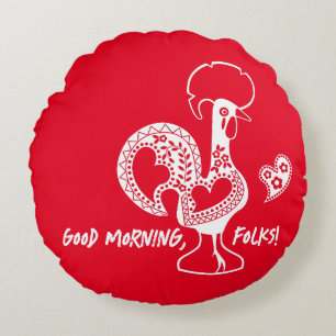 Cojín Redondo Silueta moderna de gallo portugués