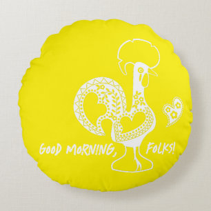 Cojín Redondo Silueta moderna de gallo portugués