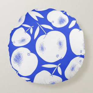 Cojín Redondo Siluetas de Apple texturizadas: patrón dibujado a 