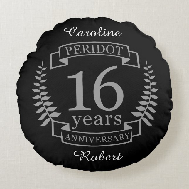 Cojín Redondo Silver boda tradicional aniversario 16 años (Anverso)