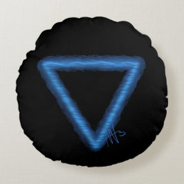 Cojín Redondo Símbolo de alquimia de elemento de agua ondulada