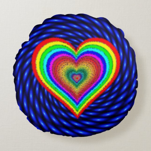 Cojín Redondo Símbolo de amor arcoiris el día de San Valentín-25 (Anverso)