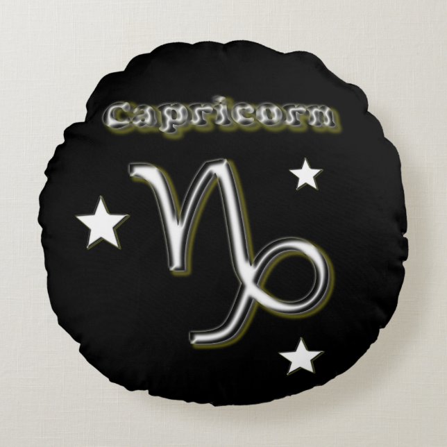 Cojín Redondo Símbolo de capricornio (Anverso)