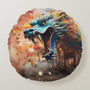 Cojín Redondo símbolo de dragón chino 2024