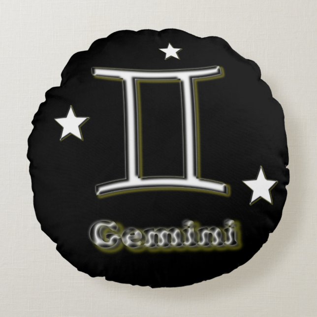 Cojín Redondo Símbolo de Gemini (Anverso)