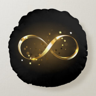 Cojín Redondo Símbolo de infinito dorado