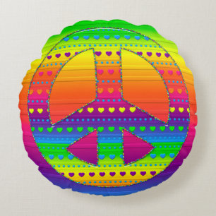 Cojín Redondo Símbolo de paz 08 (ckc)-Cojín decorativo redondead