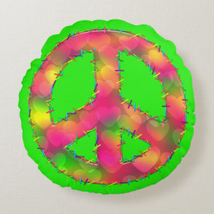 Cojín Redondo Símbolo de paz 09 (ckc)-Cojín decorativo redondead