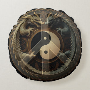 Cojín Redondo Símbolo de paz Yin Yang