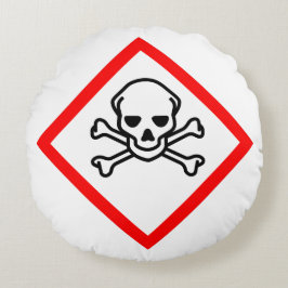 Cojín Redondo Símbolo de peligro cráneo y cruz