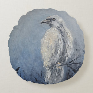 Cojín Redondo Símbolo de pintura de aceite de Raven Wisdom Myste