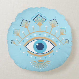 Cojín Redondo Símbolo de protección turco de ojo de maldad grieg
