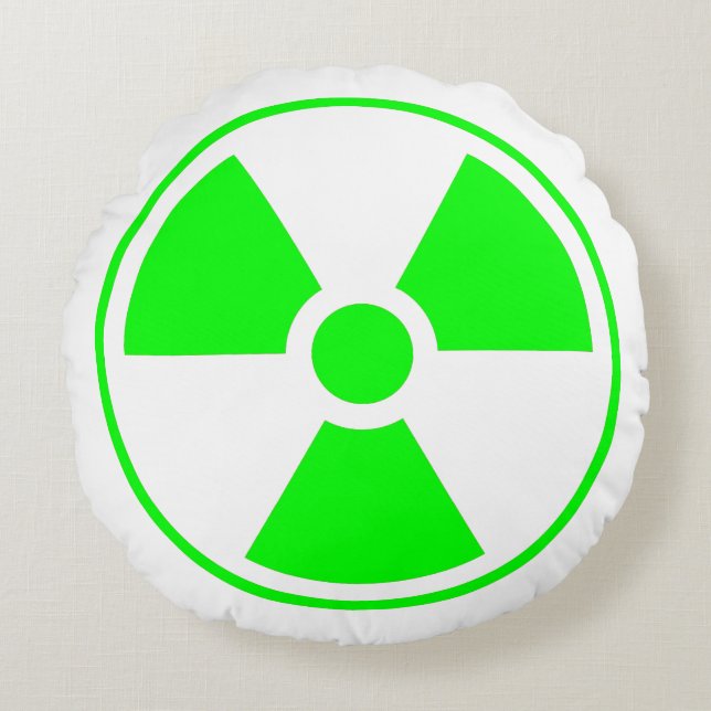 Cojín Redondo Símbolo de radiación nuclear radiactiva en verde (Anverso)