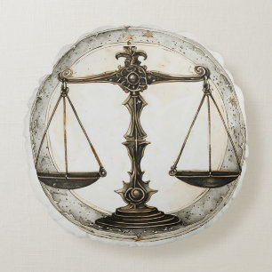 Cojín Redondo Símbolo elegante del Zodiaco Libra