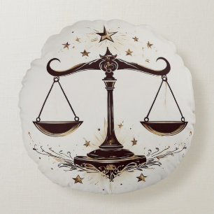 Cojín Redondo Símbolo elegante del Zodiaco Libra