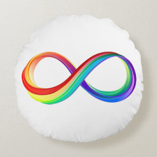 Cojín Redondo Símbolo infinito arcoiris en capas