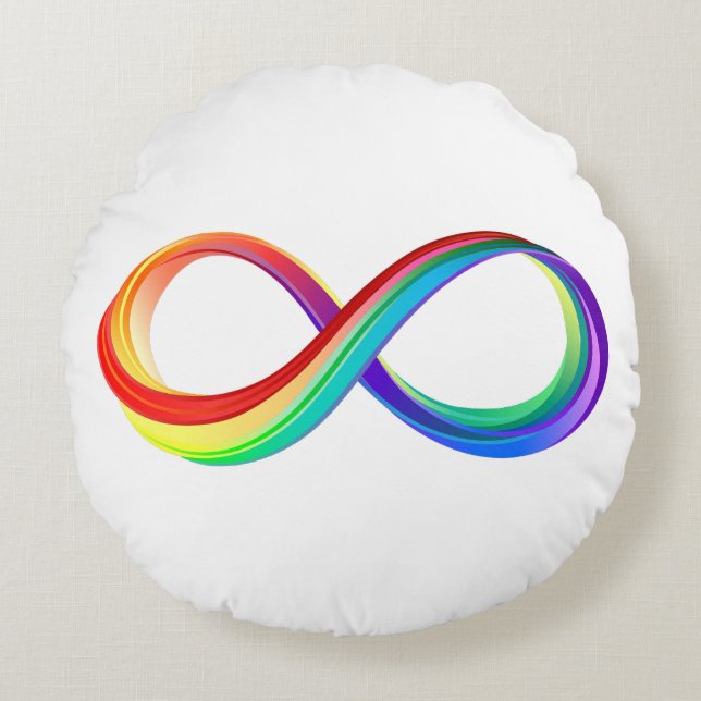 Cojín Redondo Símbolo infinito arcoiris en capas (Anverso)