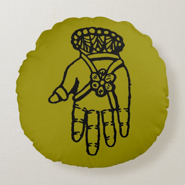 Cojín Redondo Símbolo islámico: Hamsa (Anverso)