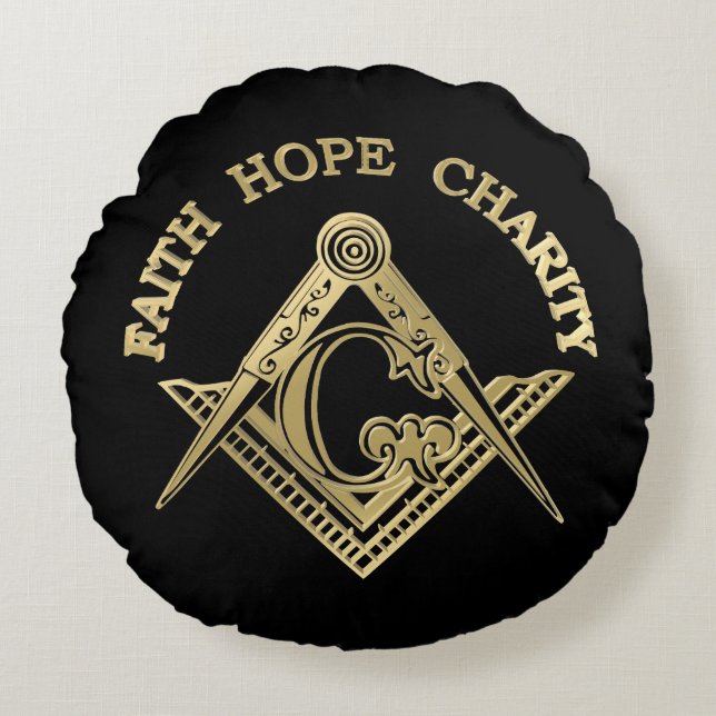 Cojín Redondo Símbolo masónico (Anverso)