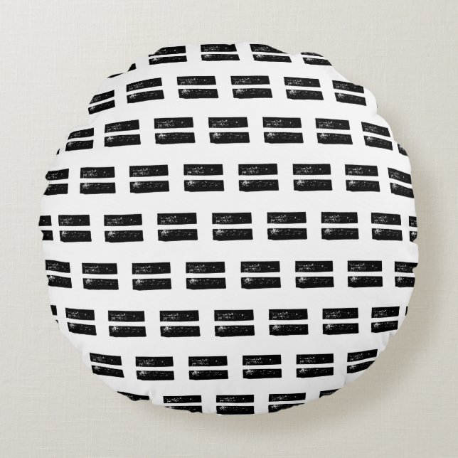 Cojín Redondo Símbolo matemático negro y blanco "igual" corte de (Anverso)