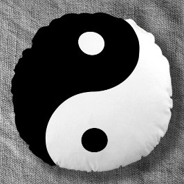 Cojín Redondo símbolo Zen yin-yang blanco negro
