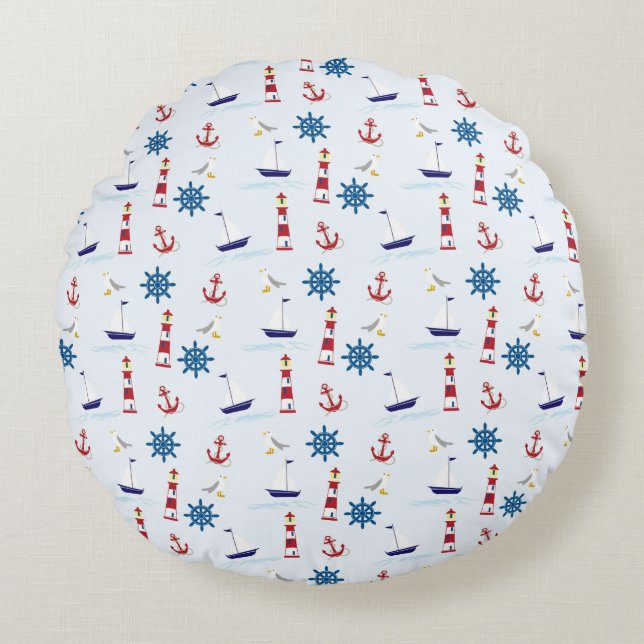 Cojín Redondo Símbolos del mar de Guay (Anverso)