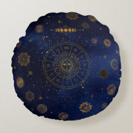 Cojín Redondo Símbolos mágicos de protección Mandala Pagan Bruja
