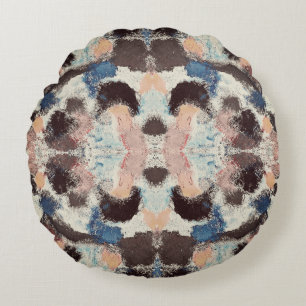 Cojín Redondo Simetría de Pastel vibrante - Arte textual abstrac