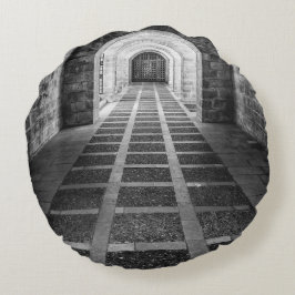 Cojín Redondo Simetría en blanco y negro