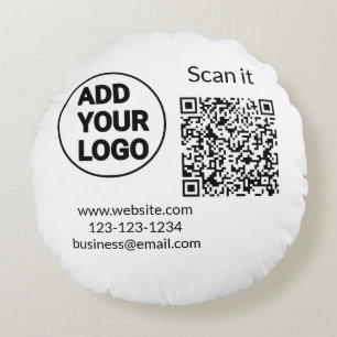 Cojín Redondo Simple código qr minimalista agregar logo escanear