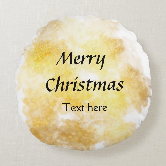 Cojín Redondo Simple dorado añadir tu texto alegre personalizado (Anverso)