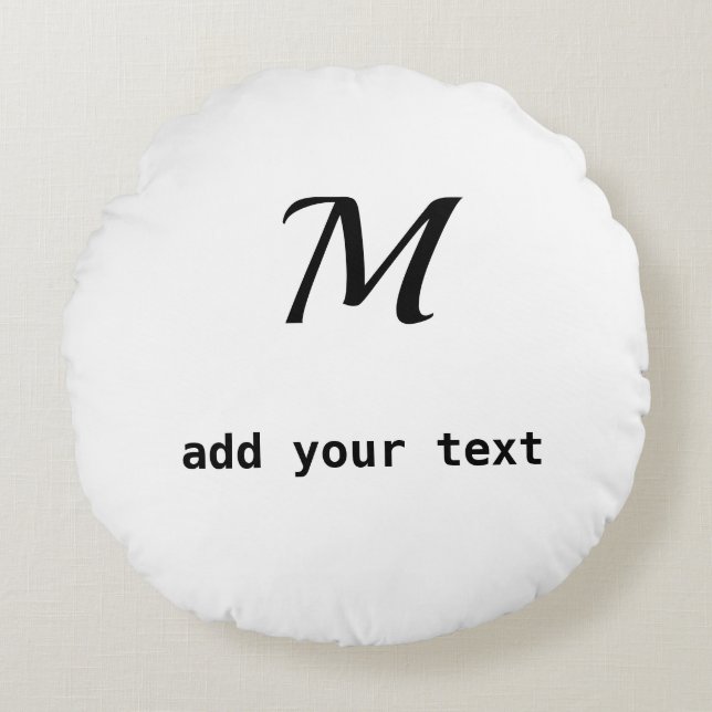 Cojín Redondo simple mínimo añadir el texto foto de monograma (Anverso)