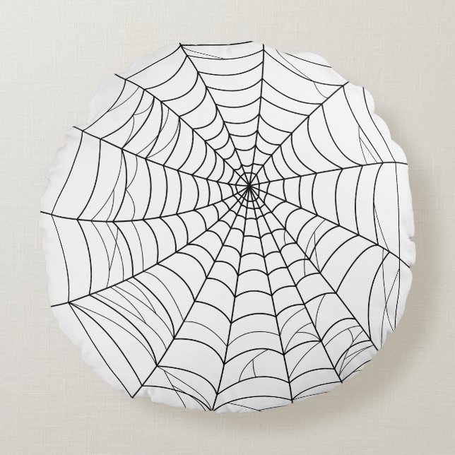 Cojín Redondo Simple Spider Web Cobweb Line Art Halloween (Anverso)