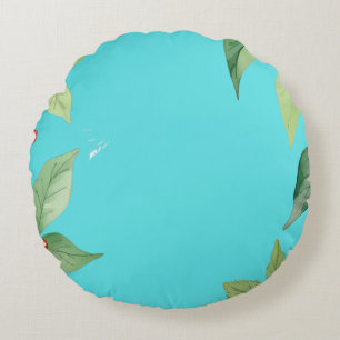 Cojín Redondo Simple Wreath Holly Berries Merry Xmas Pattern