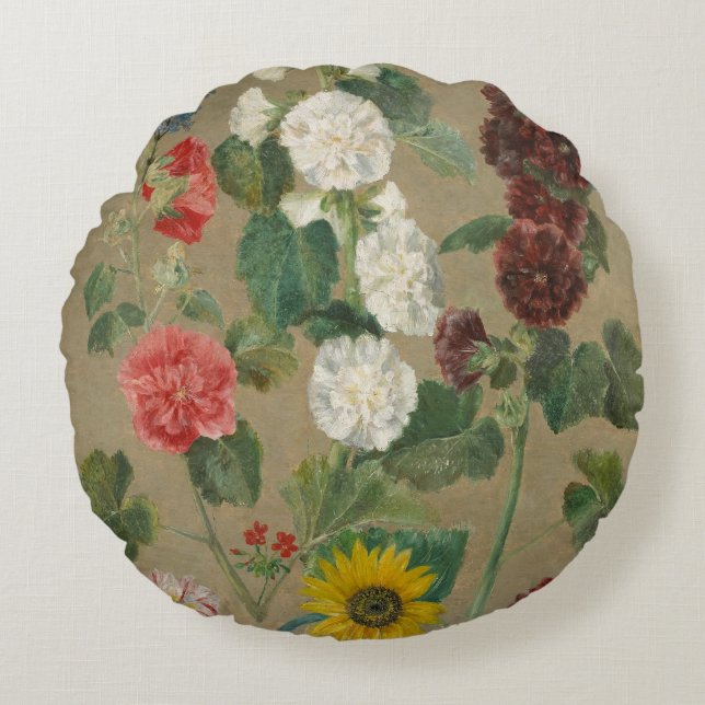 Cojín Redondo Sin título (flores) (aceite a bordo) (Anverso)