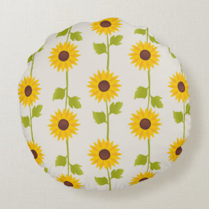 Cojín Redondo Sinfonía Sunshine: Una píldora cuadrada de girasol