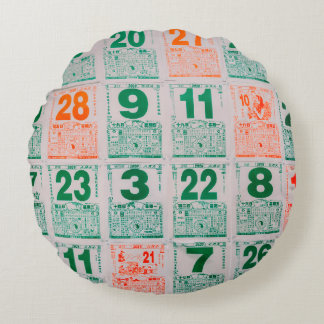 Cojín Redondo Singapur-21 JUL 2019: Papel del calendario chino v