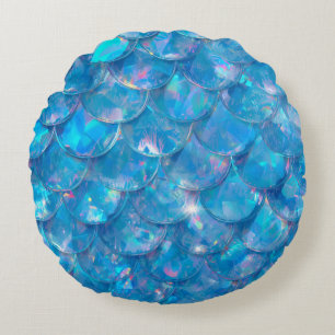 Cojín Redondo Sirena Brillante Estampado Azul