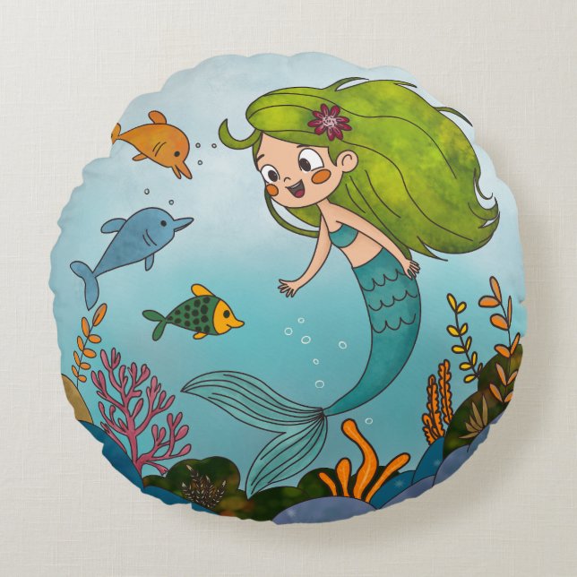 Cojín Redondo Sirena pequeña (Anverso)