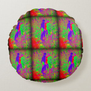 Cojín Redondo sirena púrpura retra maravillosa del hippie